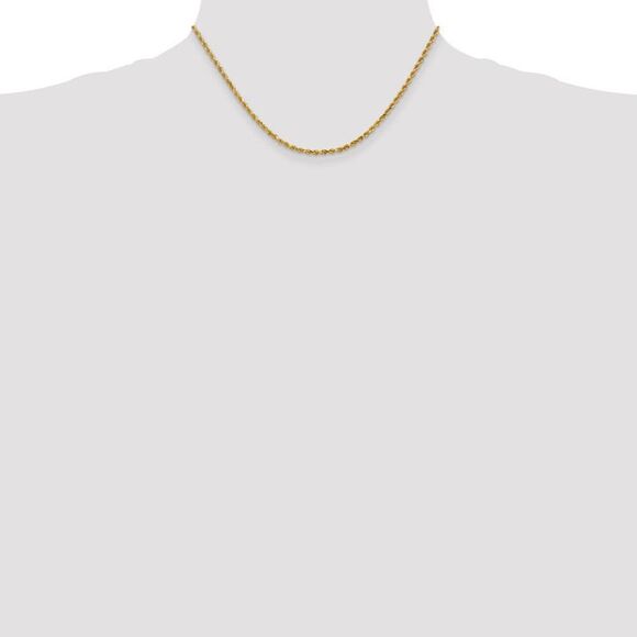 2.25mm 10k Yellow Gold Diamond Cut Solid Rope Chain Necklace, 26 Inch